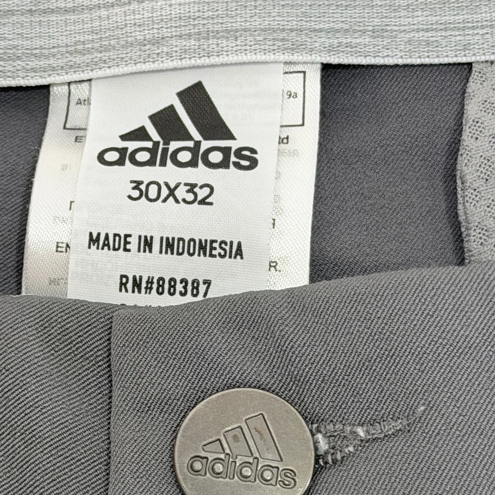 Adidas Golf Pants Mens 30x32 Gray Straight‎ Leg Performance Stretch